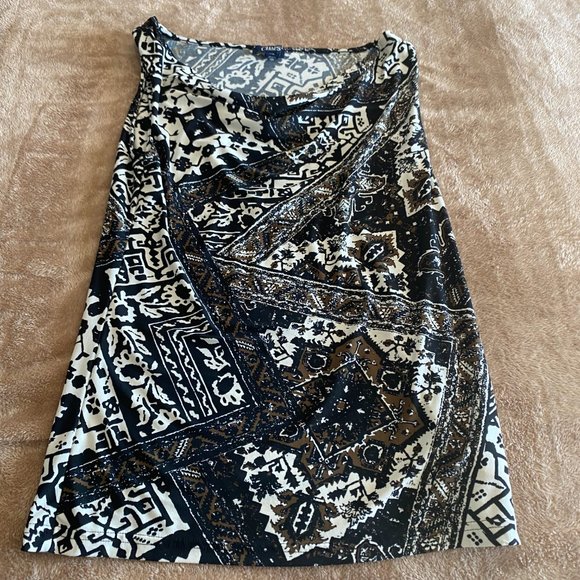 Chaps Ralph Lauren woman’s Size M Pull Over Black /Ivory Sleeveless Top - Picture 3 of 5